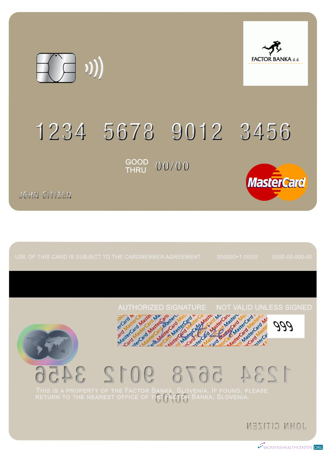 Download Slovenia Factor banka mastercard Photoshop template